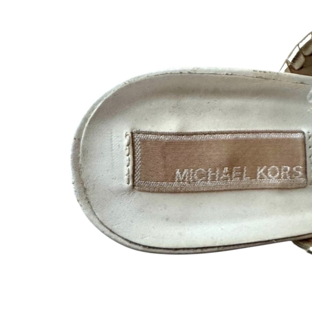 Michael Kors Elegant White/ Gold accented Women's Heeled Sandals - Picture 6 of 8